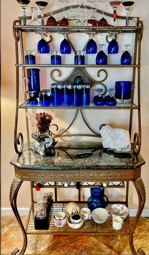 Art Deco Baker Rack Glass Shelf Cabinet